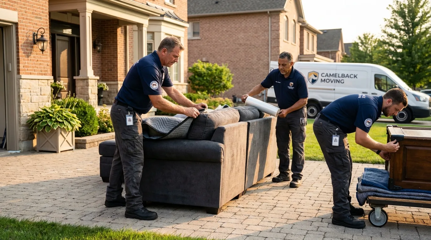 Large estate moving crew wrapping furniture in Panama City Beach, FL
