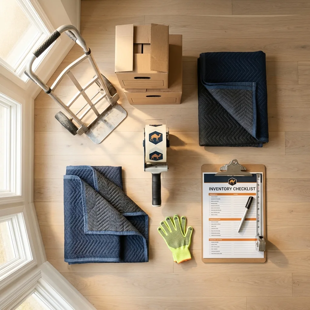 Professional moving supplies and packing materials layout for Panama City Beach residential relocations